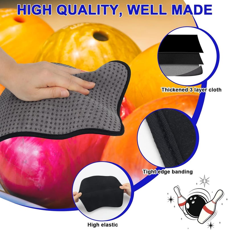 Anglekai 3 Pack Bowling Ball Towels, 10" x 8" Microfiber Bowling Shammy Accessories with Easy-Grip Dots Non-Slip (Black) - Image 4